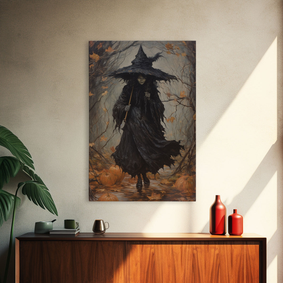 The Wicked Witch, Halloween Canvas Print, Framed Canvas, Unique Wall Art, Goth Art, Dark Academia, Witch Art, Witchcraft, Witch Decor