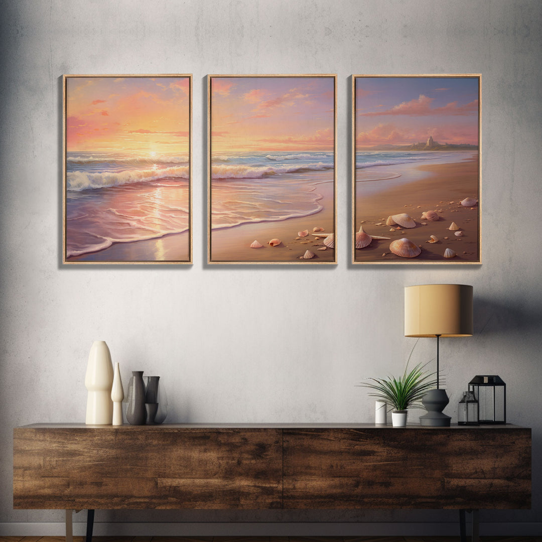 Seascape Canvas Print oil Painting, Original Abstract Ocean Painting, 3 Piece Set, Large Wall Art, Modern Wall Decor, Living room Home Decor