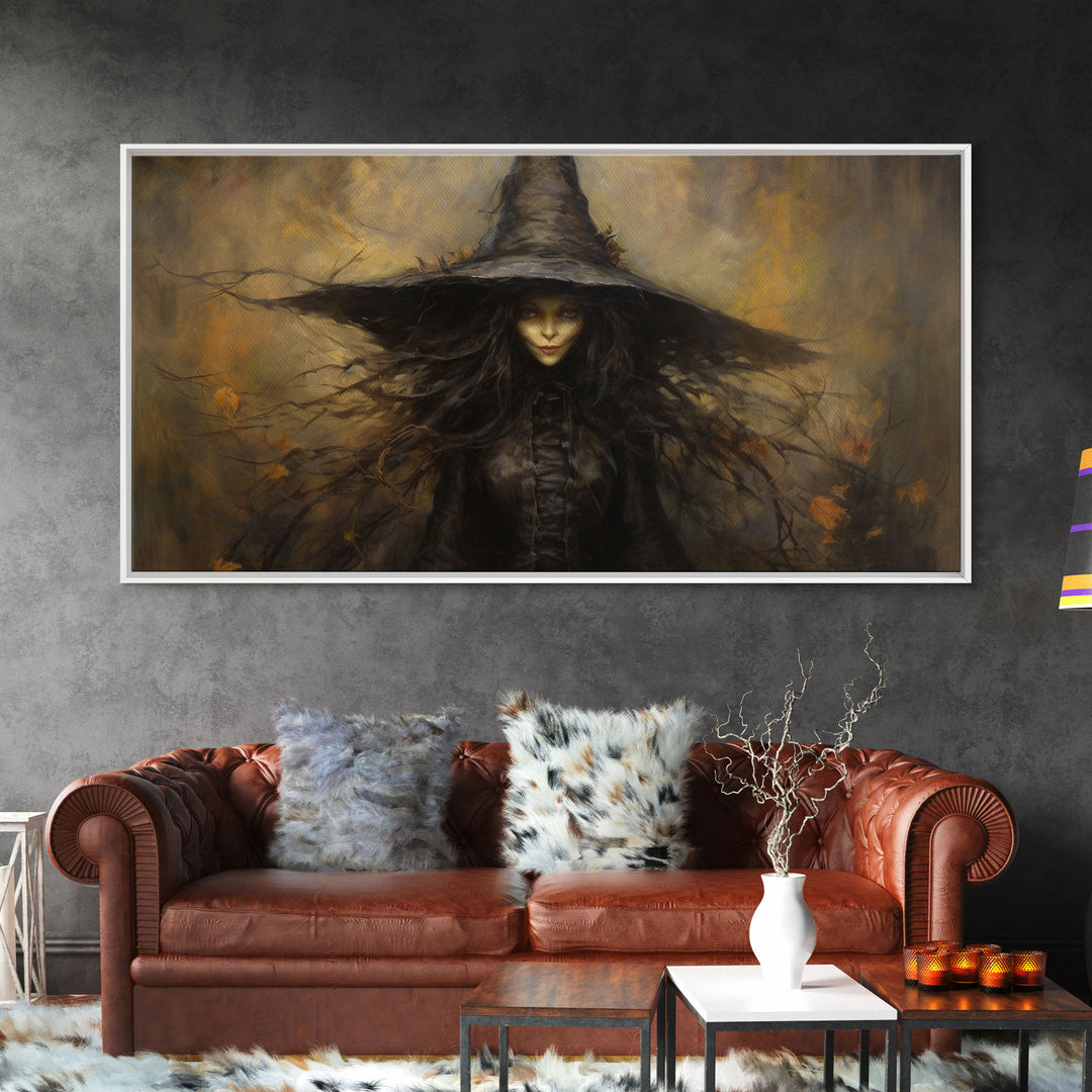 The Witch, Framed Canvas Print, Halloween Decor, Witch Painting, Horror Prints, Goth Art, Witchy Decor, Halloween Wall Art