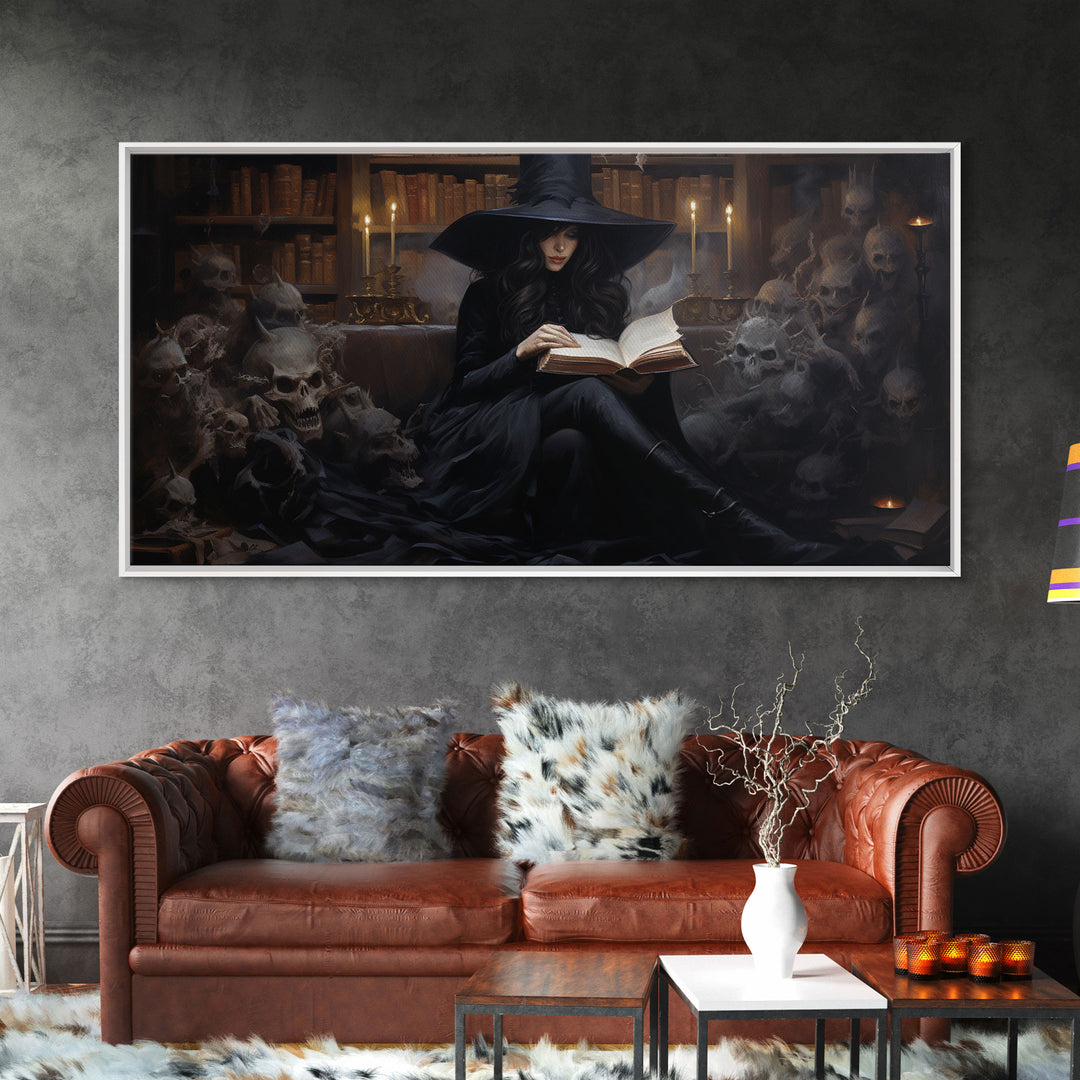 The Witch, Framed Canvas Print, Halloween Decor, Witch Painting, Horror Prints, Goth Art, Witchy Decor, Halloween Wall Art