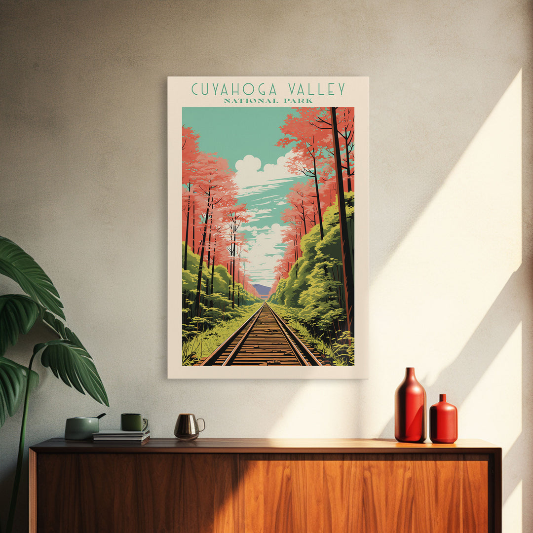 Cuyahoga Valley National Park Travel Poster Print, Canvas Print Wall Art, Ohio Travel Art, Midcentury Modern Travel Decor