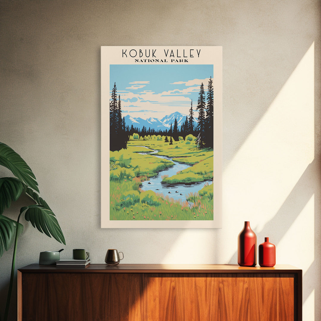 Kabuk Valley National Park, Alaska Travel Art, National Park Print, Minimalist Travel Art, Midcentury Modern Retro Style Landscape