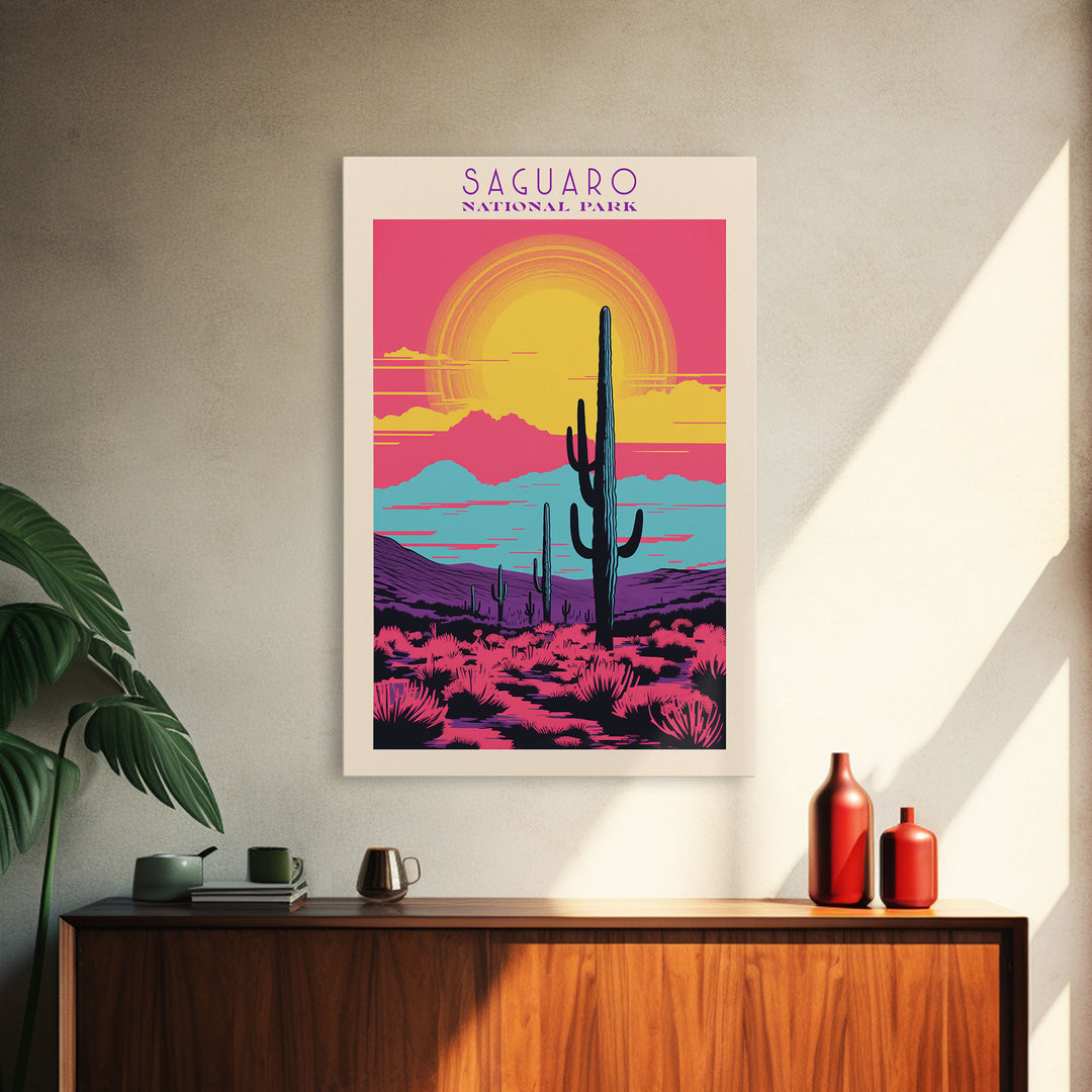 Saguaro National Park Arizona Travel Art, National Park Print, Minimalist Travel Art, Midcentury Modern Style Landscape Painting