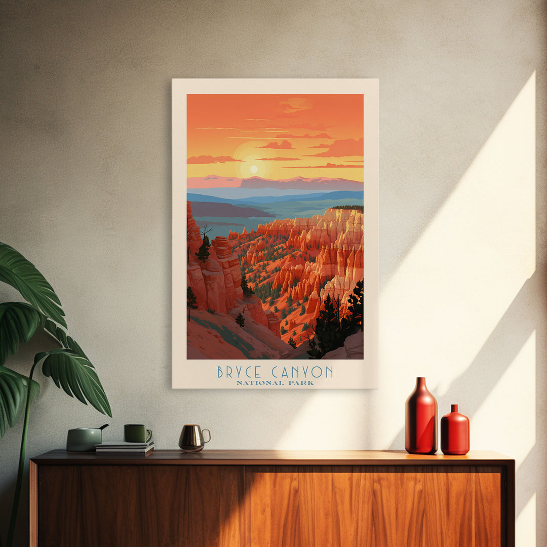 Bryce Canyon National Park Utah Travel Art, National Park Print, Minimalist Travel Art, Midcentury Modern Style Landscape Painting