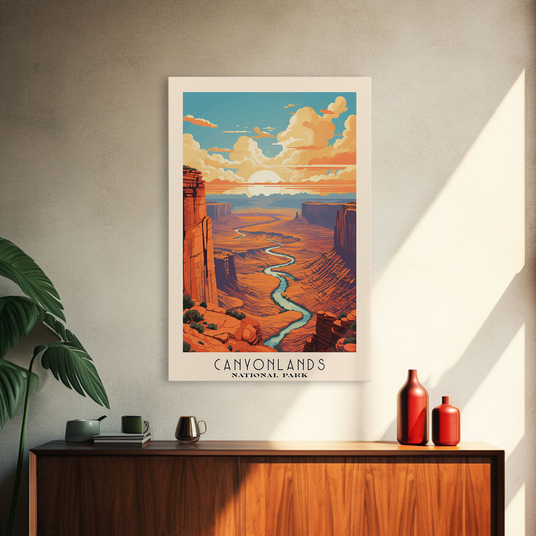 Canyonlands National Park Utah Travel Art, National Park Print, Minimalist Travel Art, Midcentury Modern Style Landscape Painting