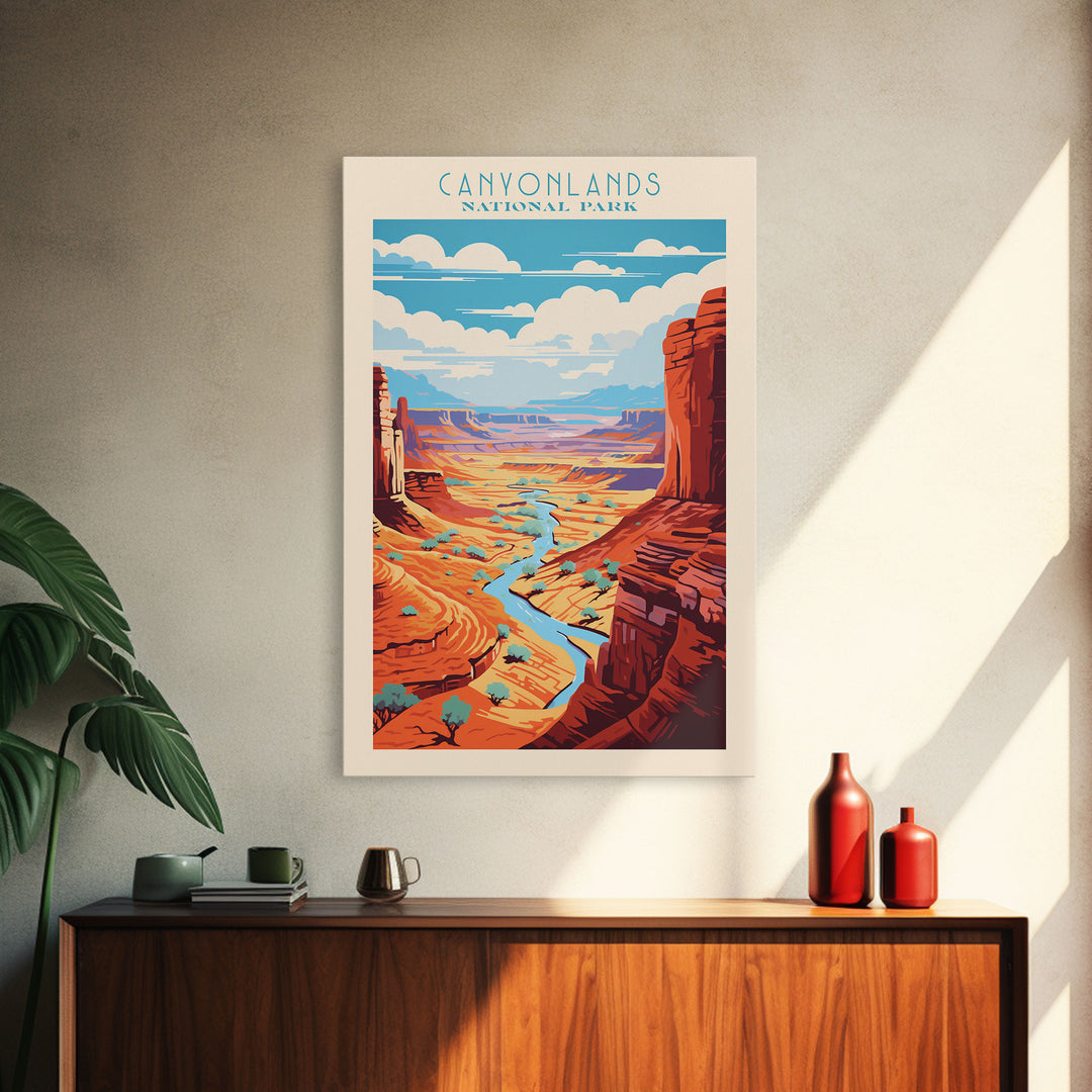 Canyonlands National Park Utah Travel Art, National Park Print, Minimalist Travel Art, Midcentury Modern Style Landscape Painting