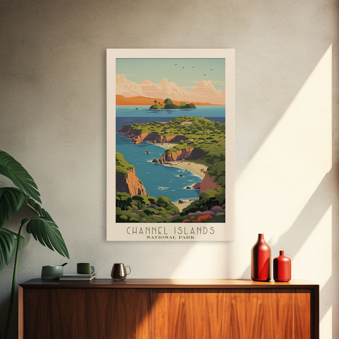 Channel Island National Park Travel Poster Print, Canvas Print Wall Art, California Travel Art, Midcentury Modern Travel Decor