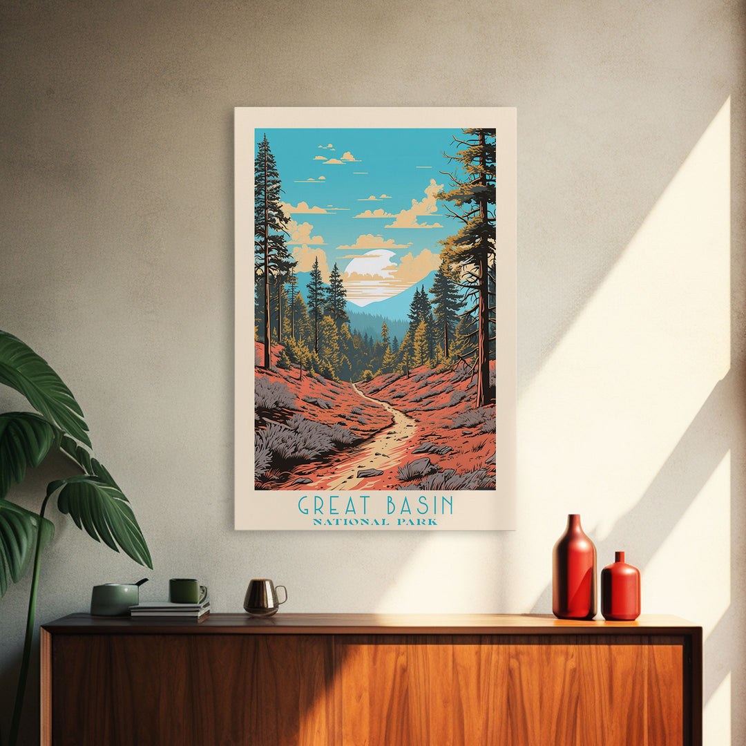 Grand Teton National Park Travel Poster Art, Canvas Print Wall Art, Nevada Travel Art, Midcentury Modern Travel Decor, MCM Wall Art