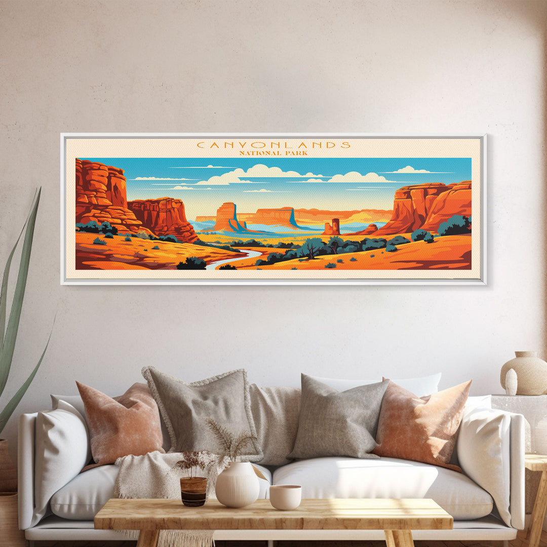 Canyonlands National Park, Panoramic Utah Travel Art, National Park Print, Minimalist Travel Art, Midcentury Modern Style Landscape