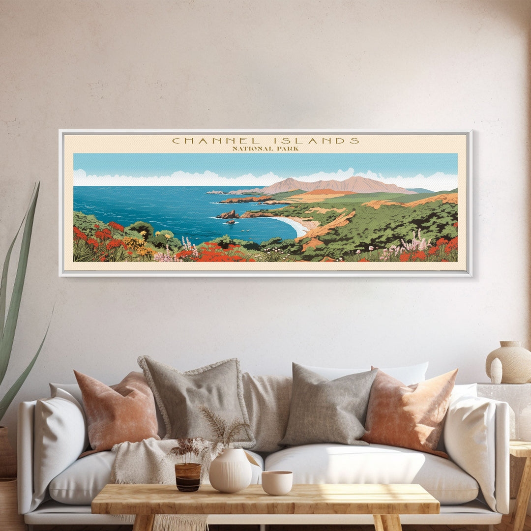 Channel Islands National Park Panoramic California Travel Art, National Park Print, Minimalist Travel Art, Midcentury Modern Style Landscape