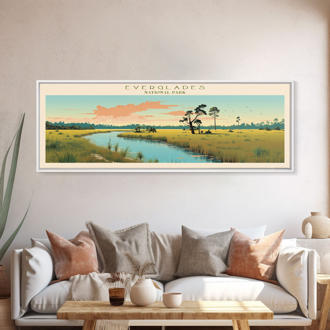 Everglades National Park, Panoramic Florida Travel Art, National Park Print, Minimalist Travel Art, Midcentury Modern Style Landscape