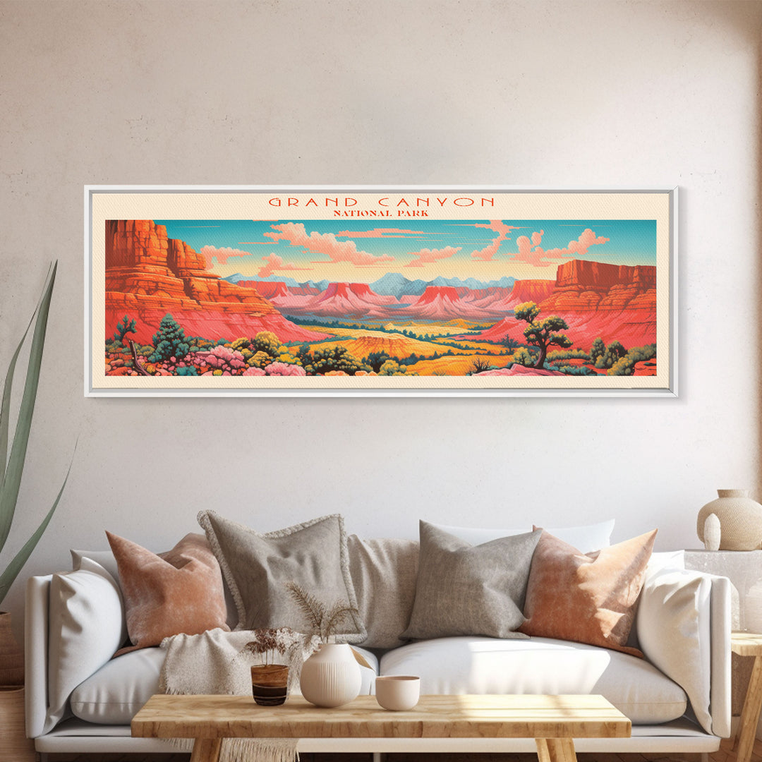 Grand Canyon National Park, Panoramic Arizona Travel Art, National Park Print, Minimalist Travel Art, Midcentury Modern Style Landscape