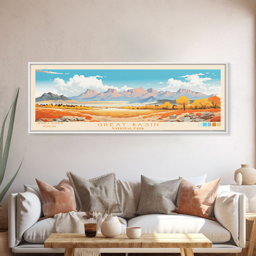 Great Basin National Park, Panoramic Nevada Travel Art, National Park Print, Minimalist Travel Art, Midcentury Modern Style Landscape