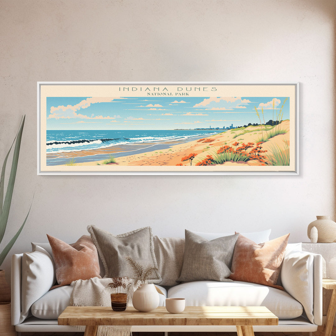 Indiana Dunes National Park, Panoramic Indiana Travel Art, National Park Print, Minimalist Travel Art, Midcentury Modern Style Landscape