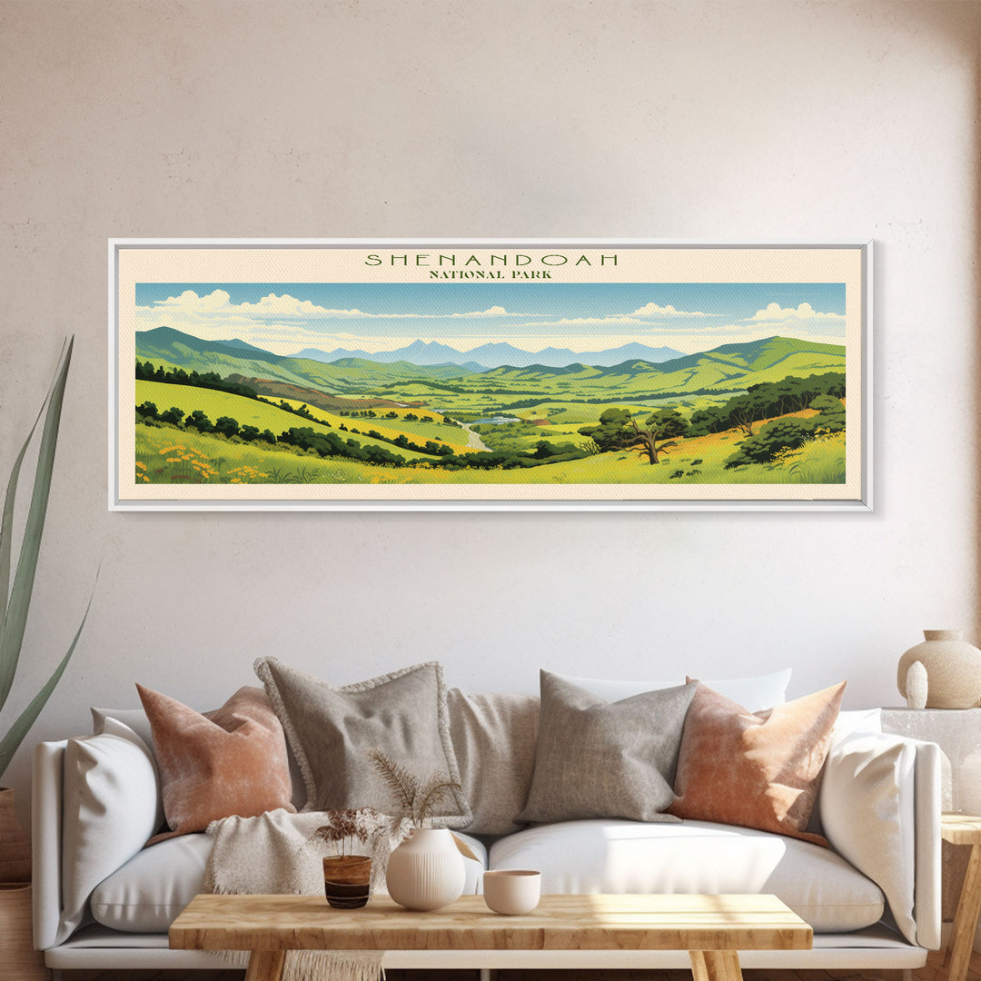 Shenandoah National Park Panoramic Virginia Travel Art, National Park Print, Minimalist Travel Art, Midcentury Modern Style Landscape