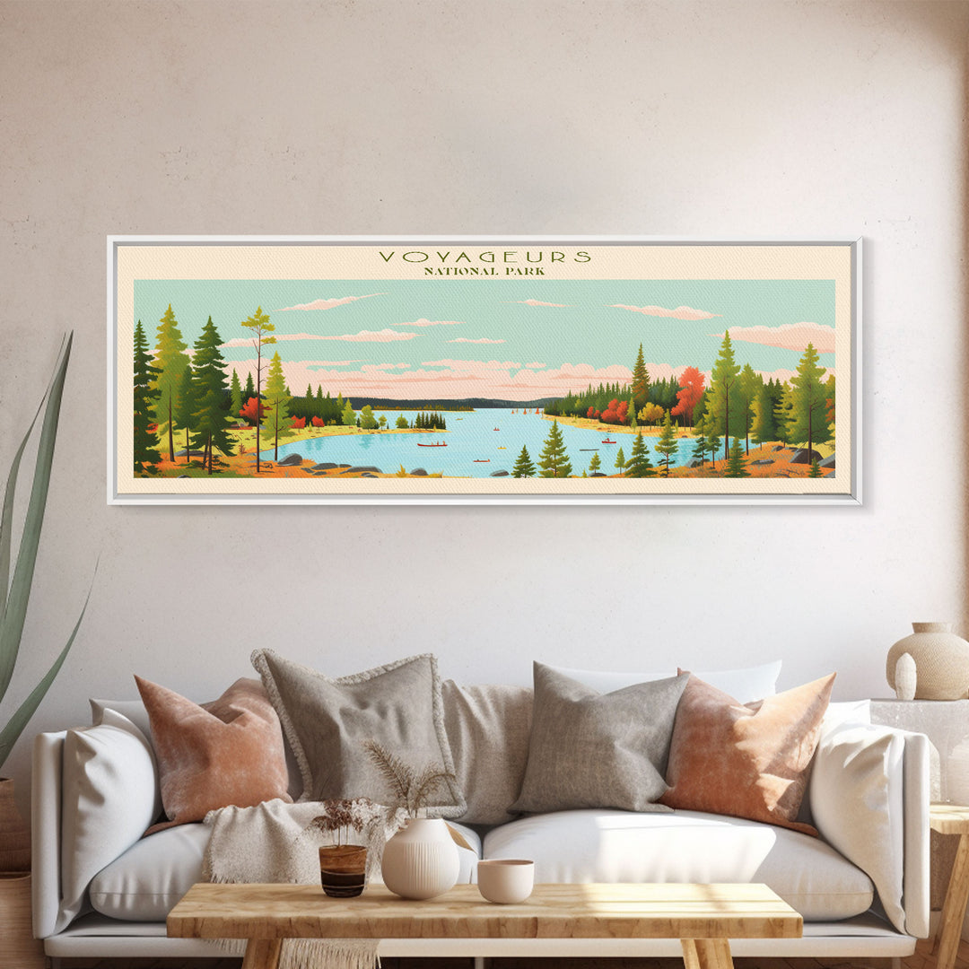 Voyageurs National Park Panoramic Minnesota Travel Art, National Park Print, Minimalist Travel Art, Midcentury Modern Style Landscape