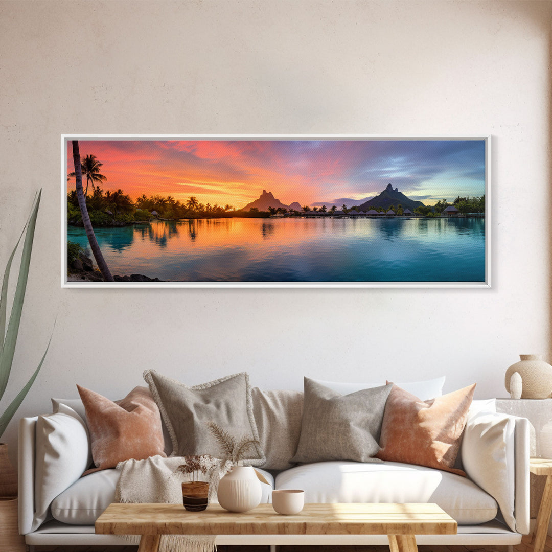 Beautiful Bora Bora Vacation Art, Bora Bora Photography Print, Panoramic Beach Art, Panoramic Photo Print, Lake House Art, Travel Decor