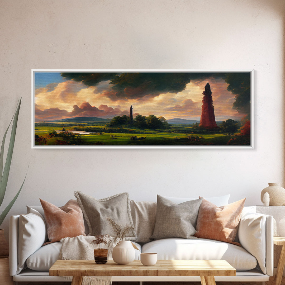 The Dark Tower, Ready To Hang Canvas Print, Panoramic Art, High Fantasy Concept Art