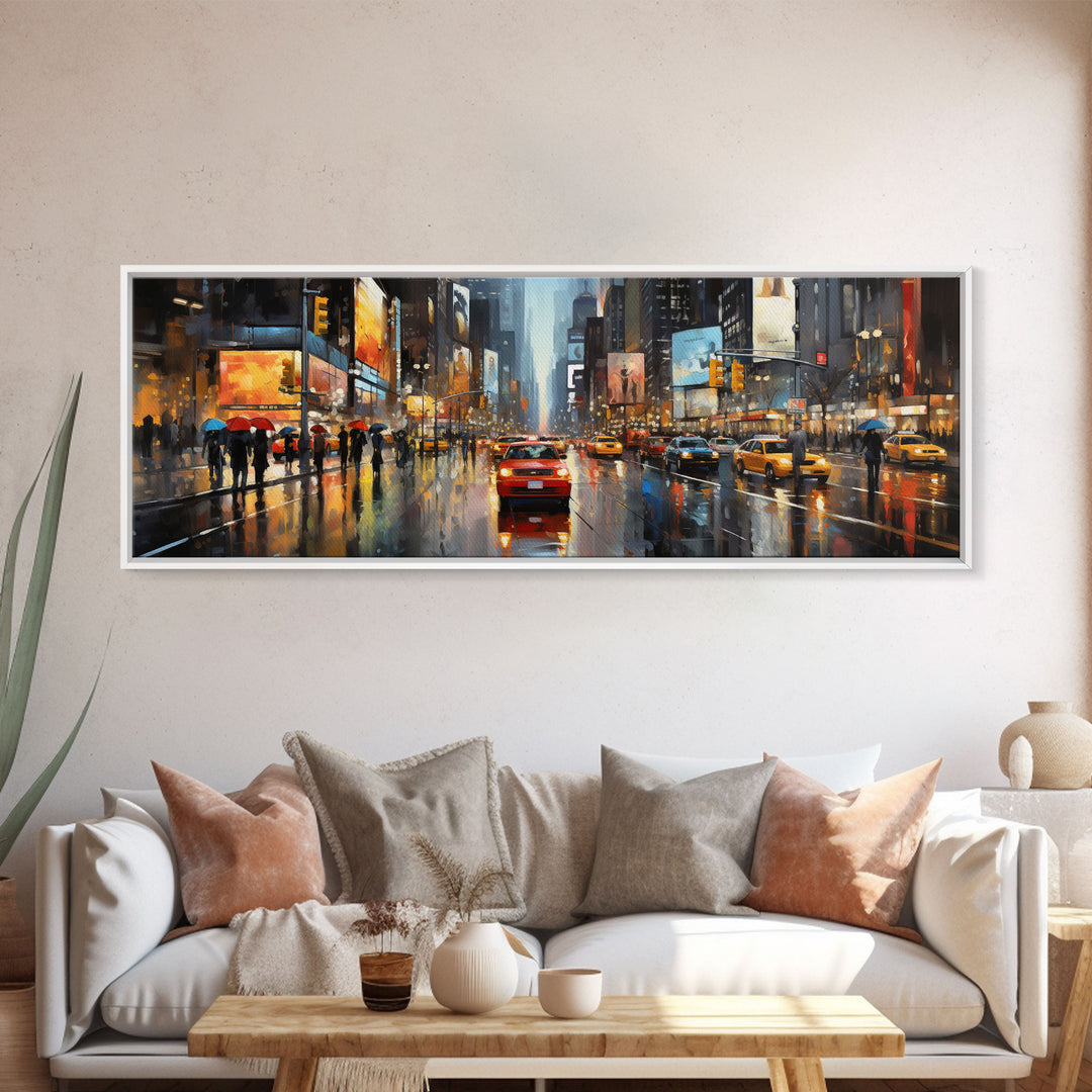 Watercolor of New York City, NYC Times Square, Framed Canvas Print, NYC Wall Art, Metropolis Decor, Cool Office Art, Dr. Office Art