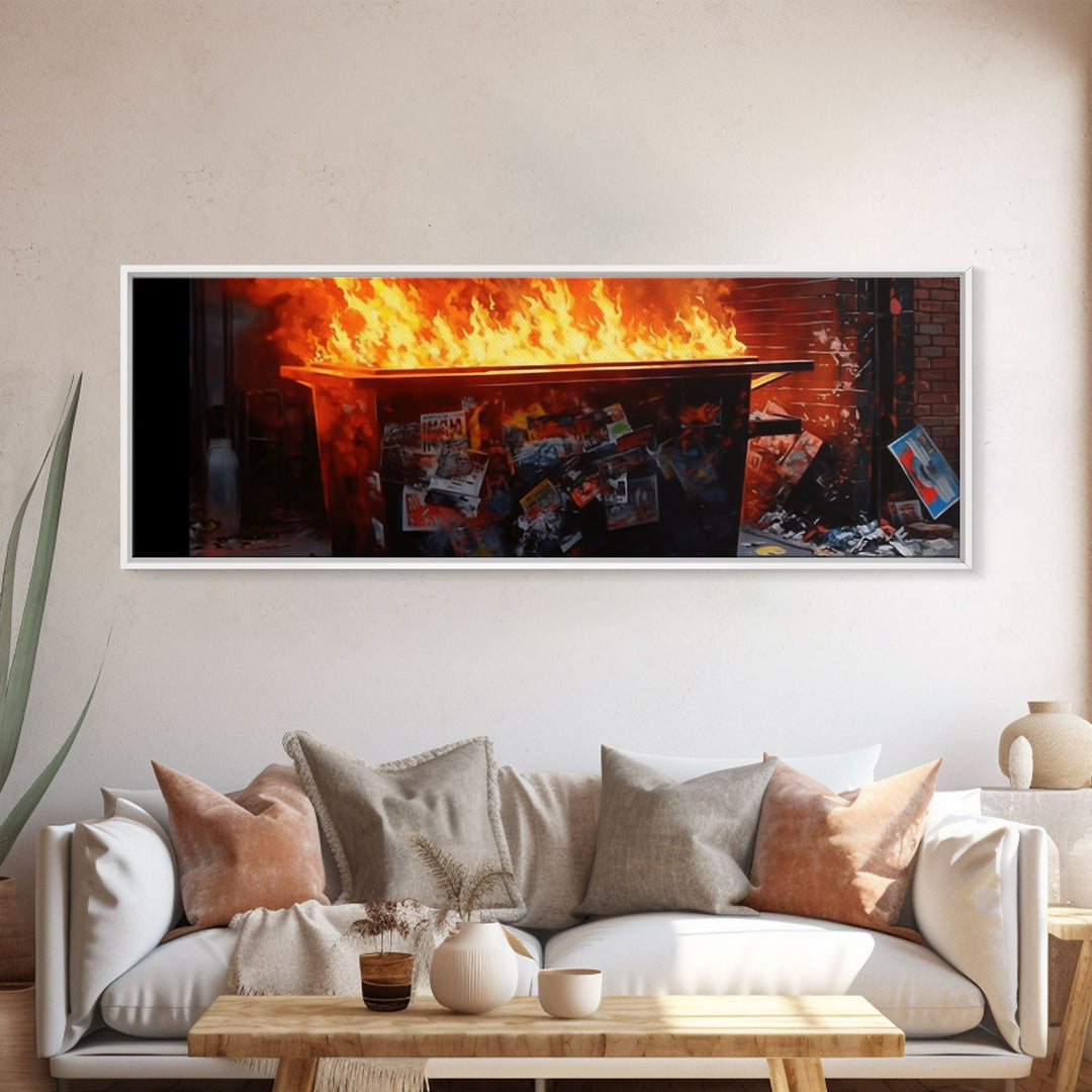 A Dumpster Fire, Canvas Wall Art, Modern Art, Urban Art, Wall Print