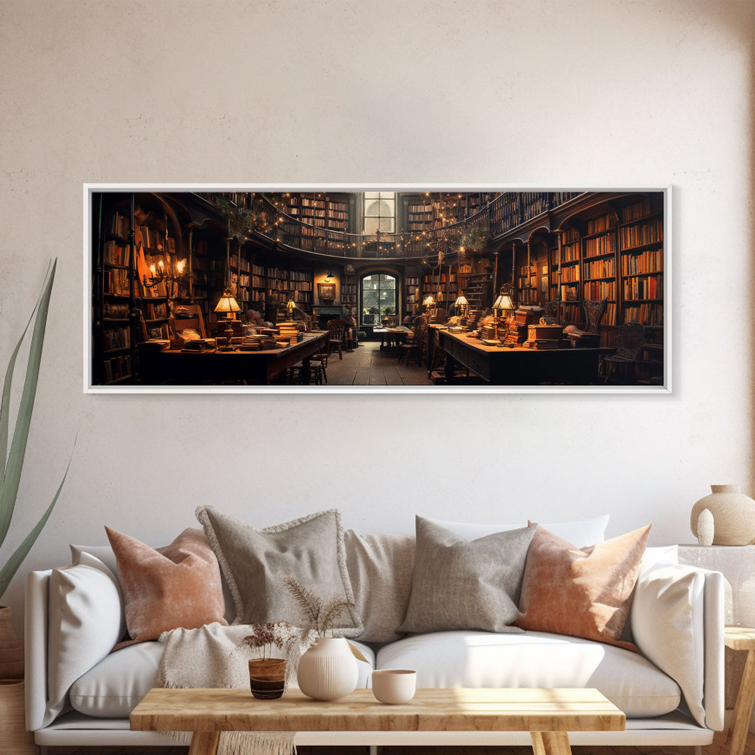 The Book Shop in Paris, Framed Canvas Print, Paris On A Snowy Night, Living Room Decor, Victorian Oil Painting