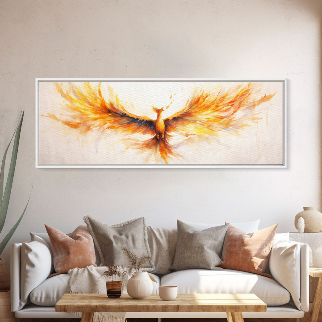 The Phoenix Panoramic Print, Mystical Rebirth, Framed Wall Art, Reincarnation Art