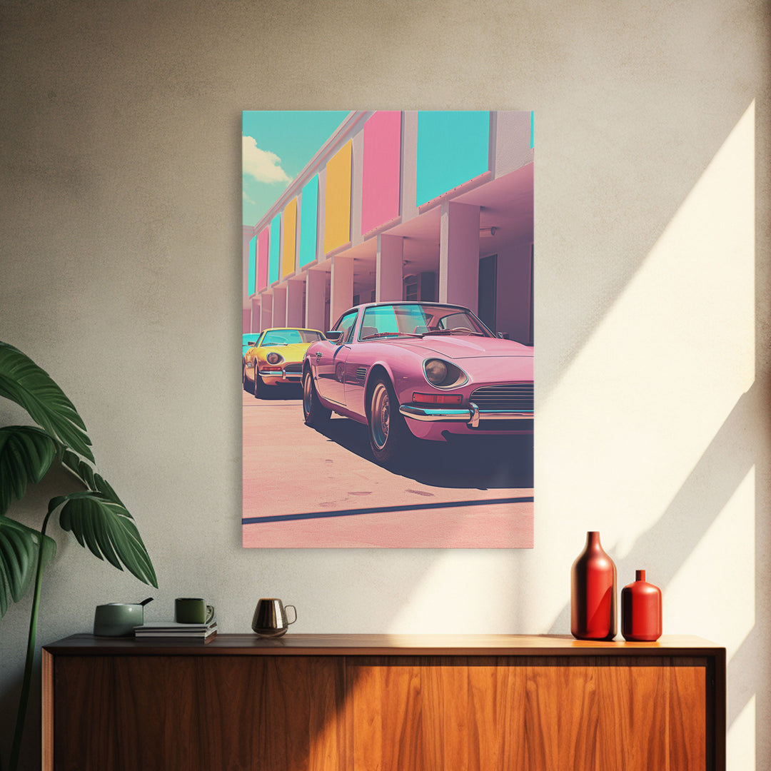 Classic Car Wall Art, Retro Art, Canvas Print, Wall Hanging, Portrait Art, Car Wall Art, Realtor Thank You, Apartment Wall Decor, Office Art