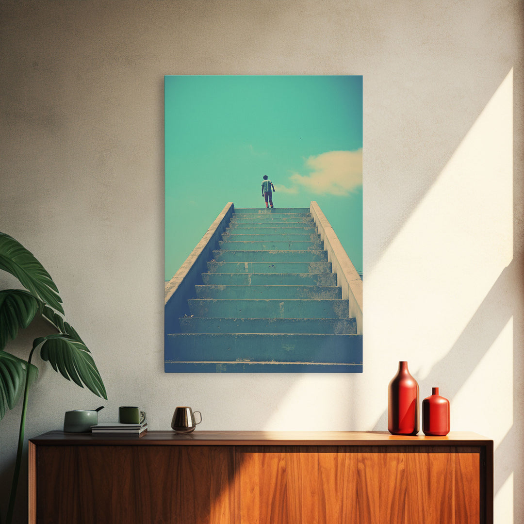 Stairs, Abstract Wall Art, Minimalist Wall Art, Canvas Print, Wall Hanging, Portrait Art, Thank You Gift, Above Bed Art, Home Wall Decor