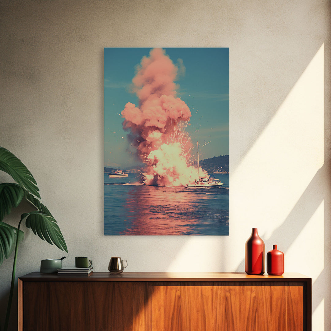 Exploding Boat, Nautical Wall Art, Ocean Wall Art, Canvas Print, Wall Hanging, Portrait Art, Unique Gift, Home Decor Prints, Office Decor