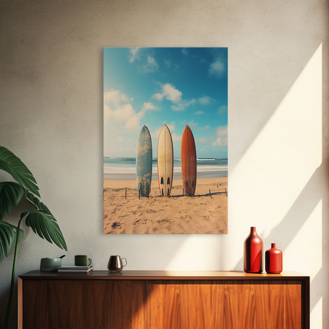 Surf Board Art, Framed Canvas Print, Surf Decor, Surf Art, Surfboard Wall Art, Surf Wall Art, Surf Poster, Surf Board Decor, Beach House Art