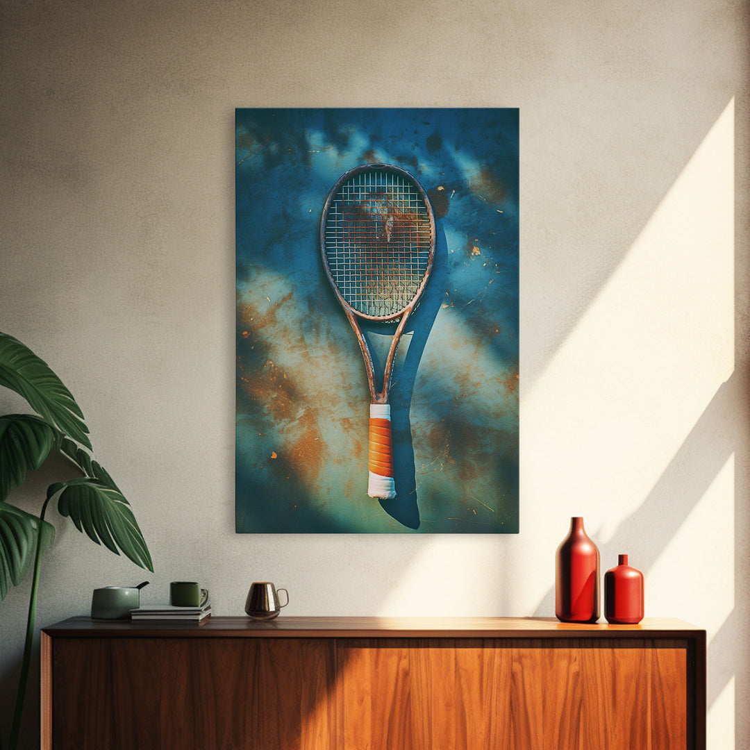 Tennis Racket, Tennis Wall Art, Sports Wall Art, Canvas Print, Wall Hanging, Portrait Art, Tennis Gifts, Preppy Wall Art, Bookshelf Decor