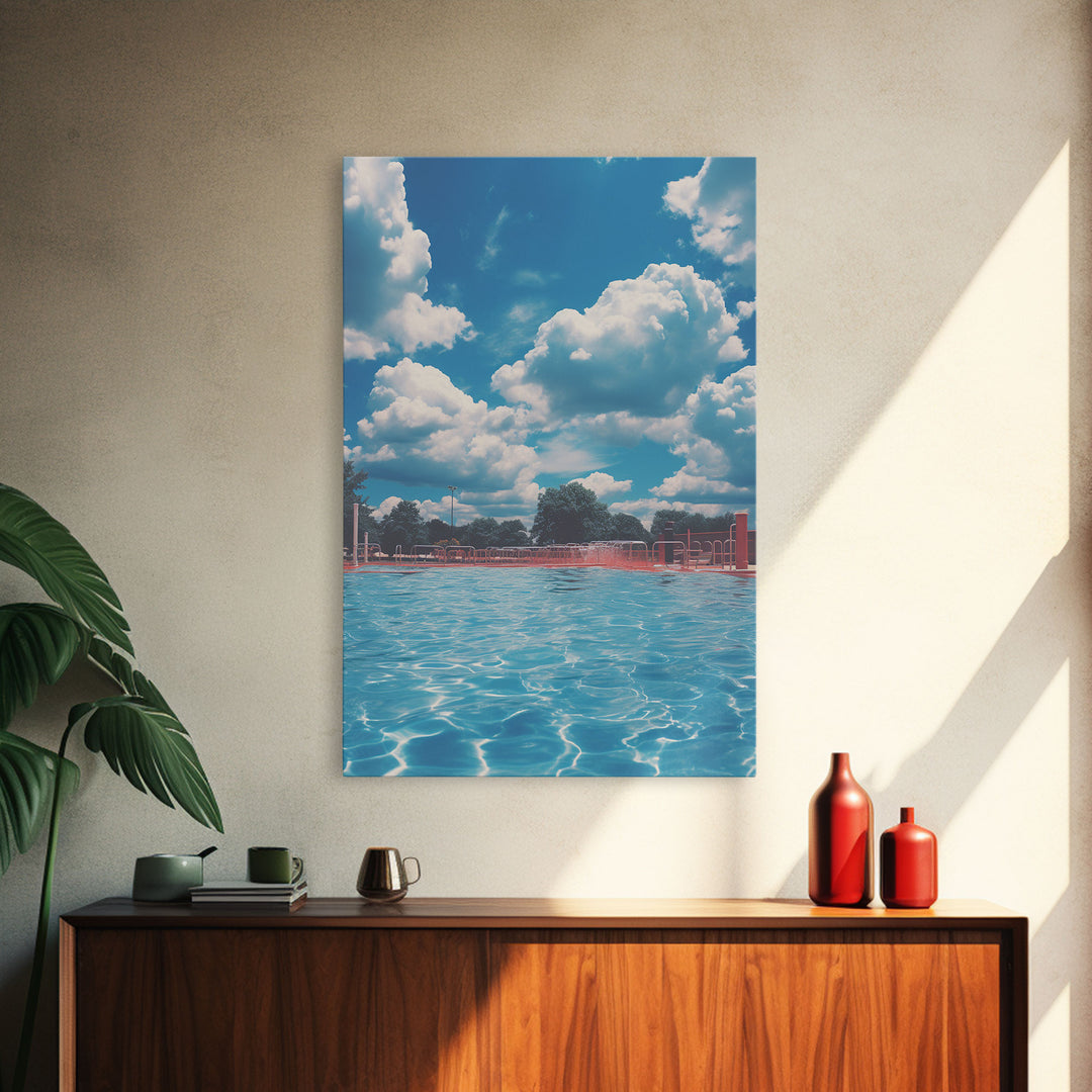 Swimming Pool Art, Summer Art, Canvas Print, Wall Hanging, Portrait Art, Dorm Room Art, Housewarming Gift, Living Room Prints, Modern Art