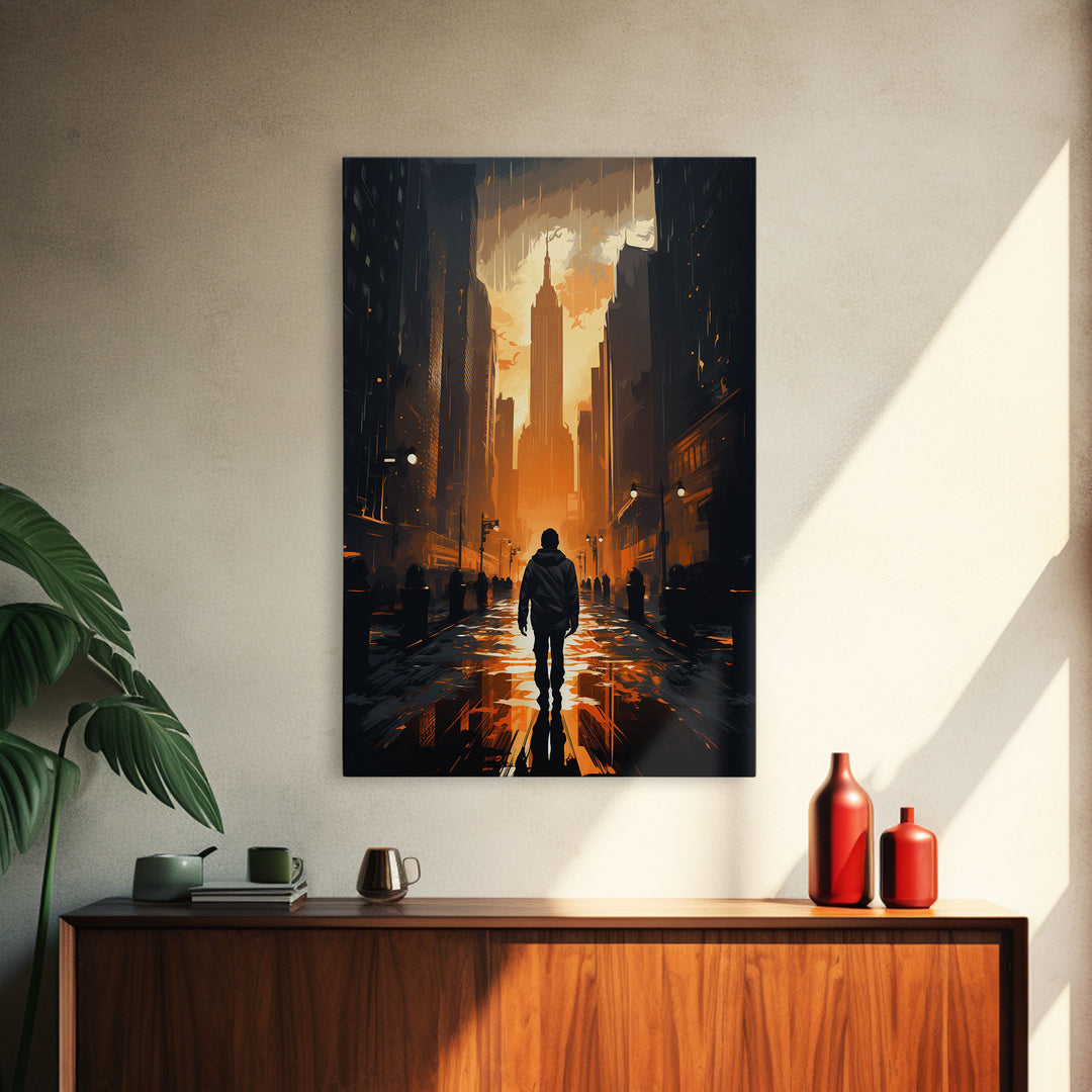 Dystopian Art, City, Urban Art, Cityscape Art, Canvas Print, Wall Hanging, Portrait Art, Gift For Coworker, Video Game Art, Tiny House Decor