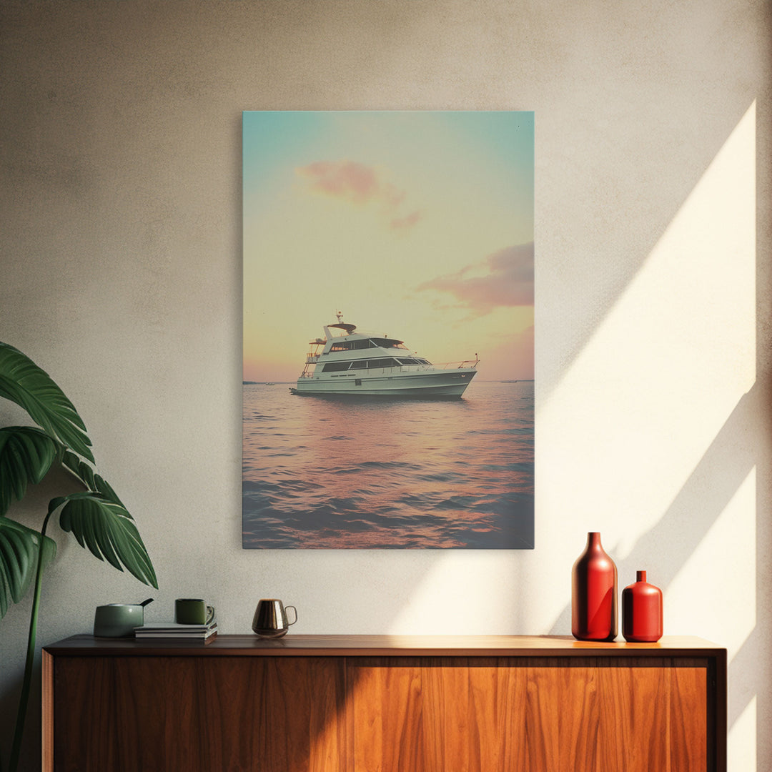 Yacht, Nautical Wall Decor, Canvas Print, Wall Hanging, Portrait Art, Ocean Wall Art, Coastal Wall Art, College Dorm Decor, Office Prints