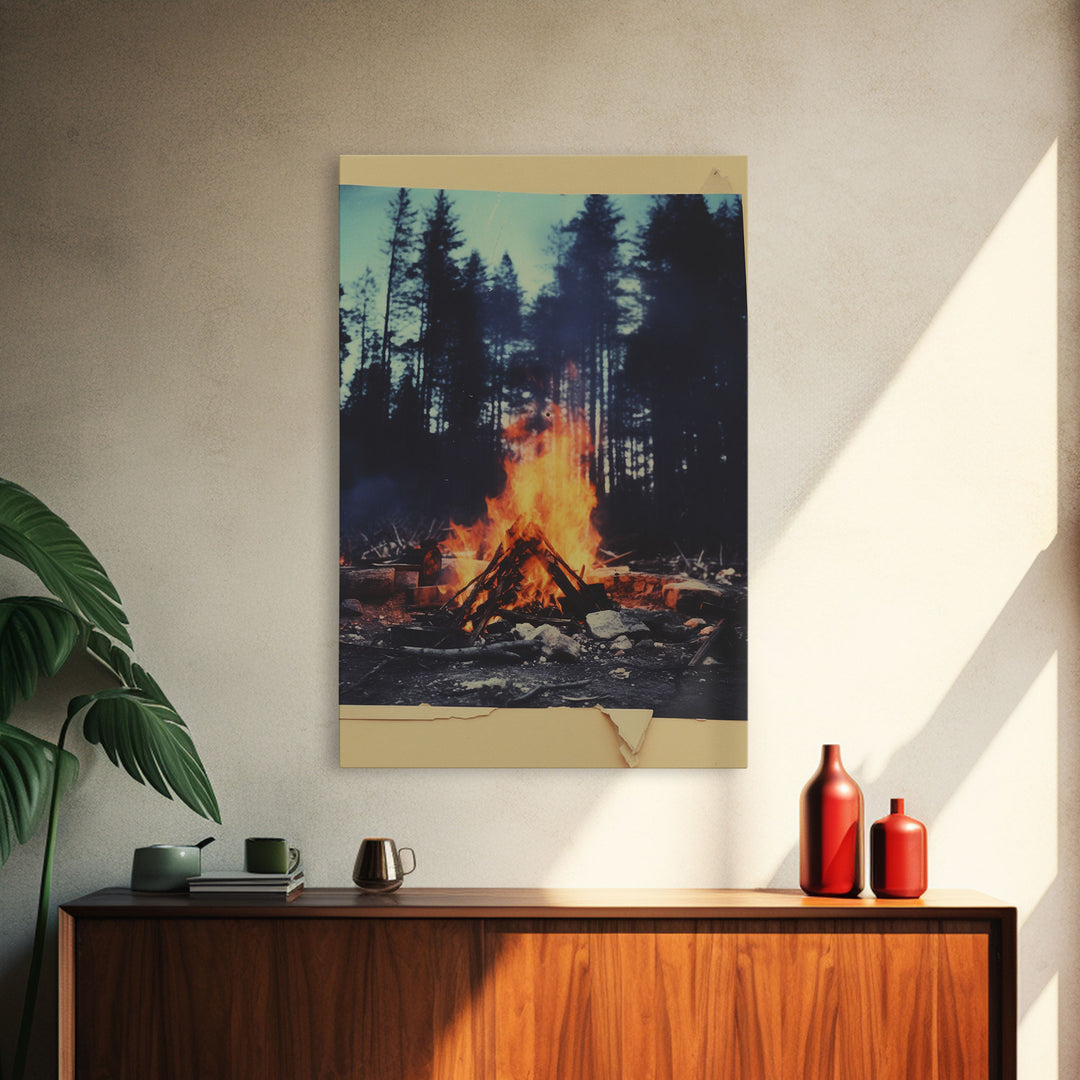 Camp, Outdoors Art, Campfire, Nature Wall Art, Canvas Print, Wall Hanging, Portrait Art, Friendship Gift, Modern Office Art, Bookshelf Decor