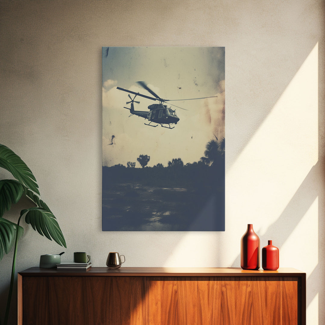 Helicopter, Aviation Wall Art, Lofi Art Print, Canvas Print, Wall Hanging, Portrait Art, Retro Art Print, Pilot Gift, Teen Boy Wall Art