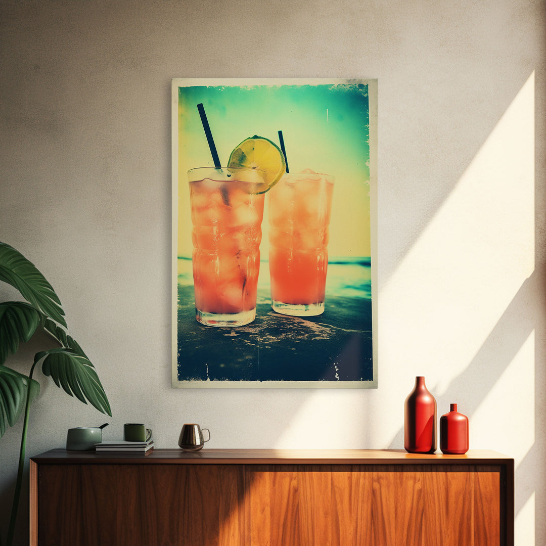 Cocktail Wall Print, Bar Cart Print, Canvas Print, Wall Hanging, Portrait Art, Cocktail Print, Kitchen Wall Art, Bar Wall Decor, Couple Gift