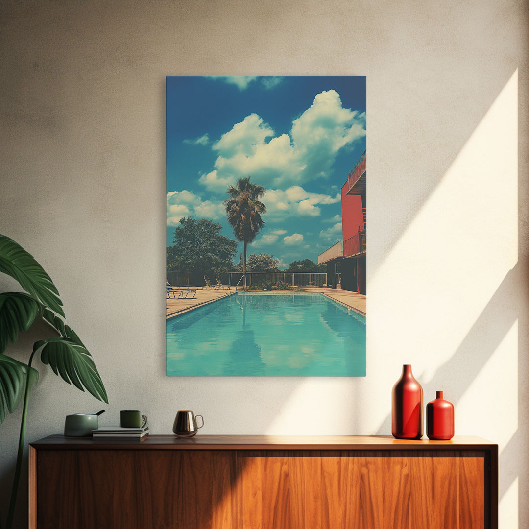 Los Angeles Pool, Retro Photography Print, Framed Canvas Art, Retro Decor, Retro Vibes