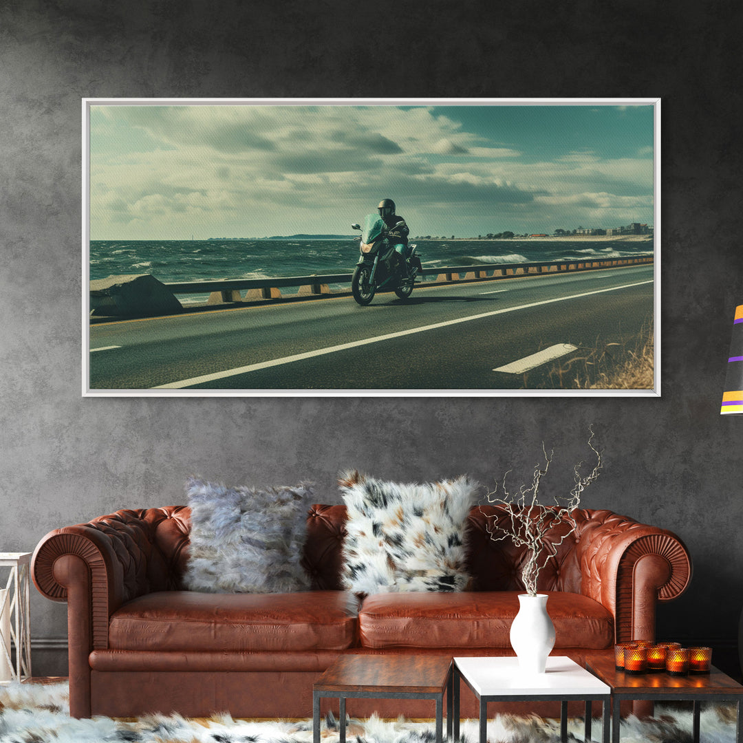 Scenic California Highway Drive Wall Art, Frame Canvas Print, Motorcycle Cruise, Motorcycle Rider Gift Idea