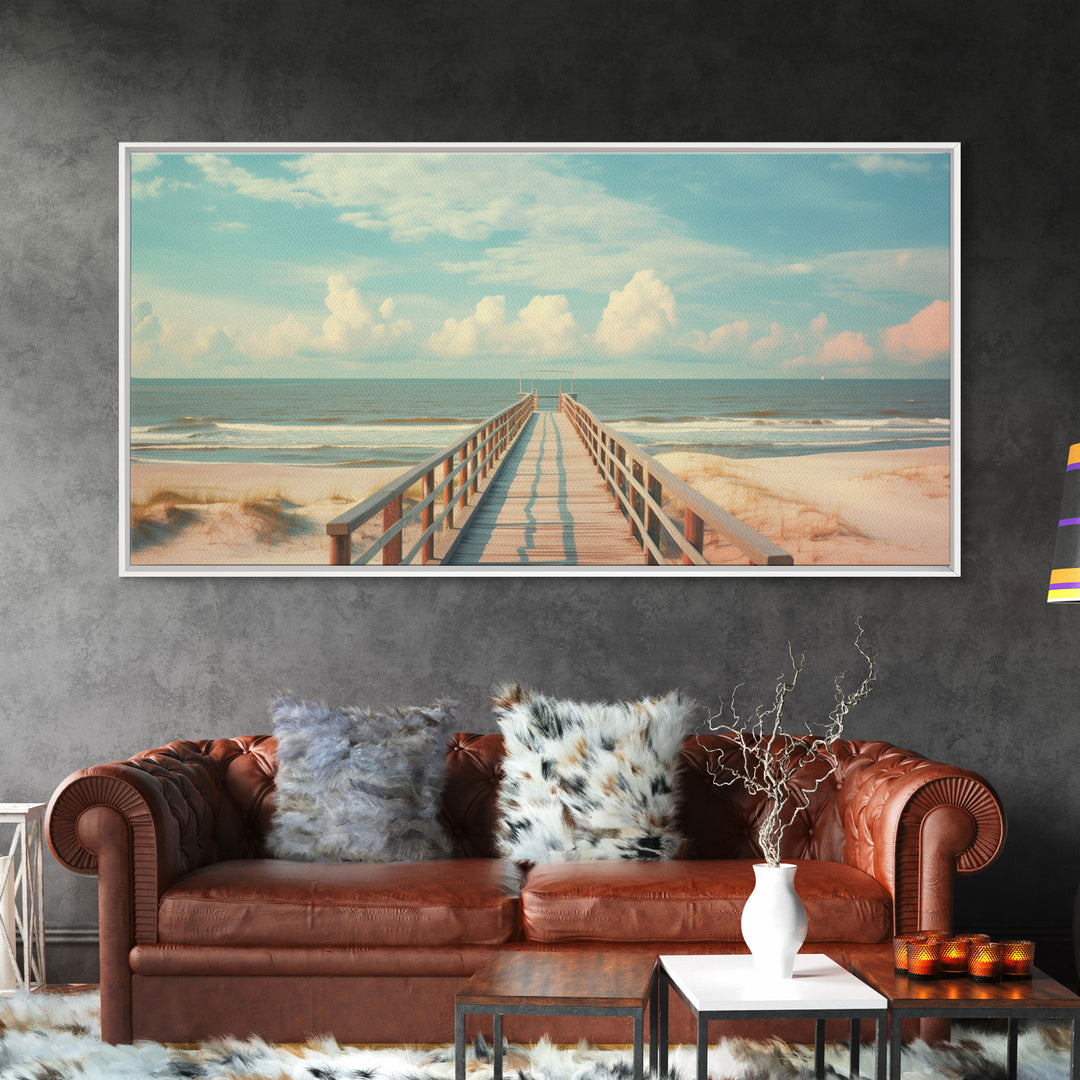 The Beach Boardwalk, Framed Canvas Print, Liminal Art, Framed Wall Decor, Beach Photography, Surf Art, Surf Print, Nautical Decor