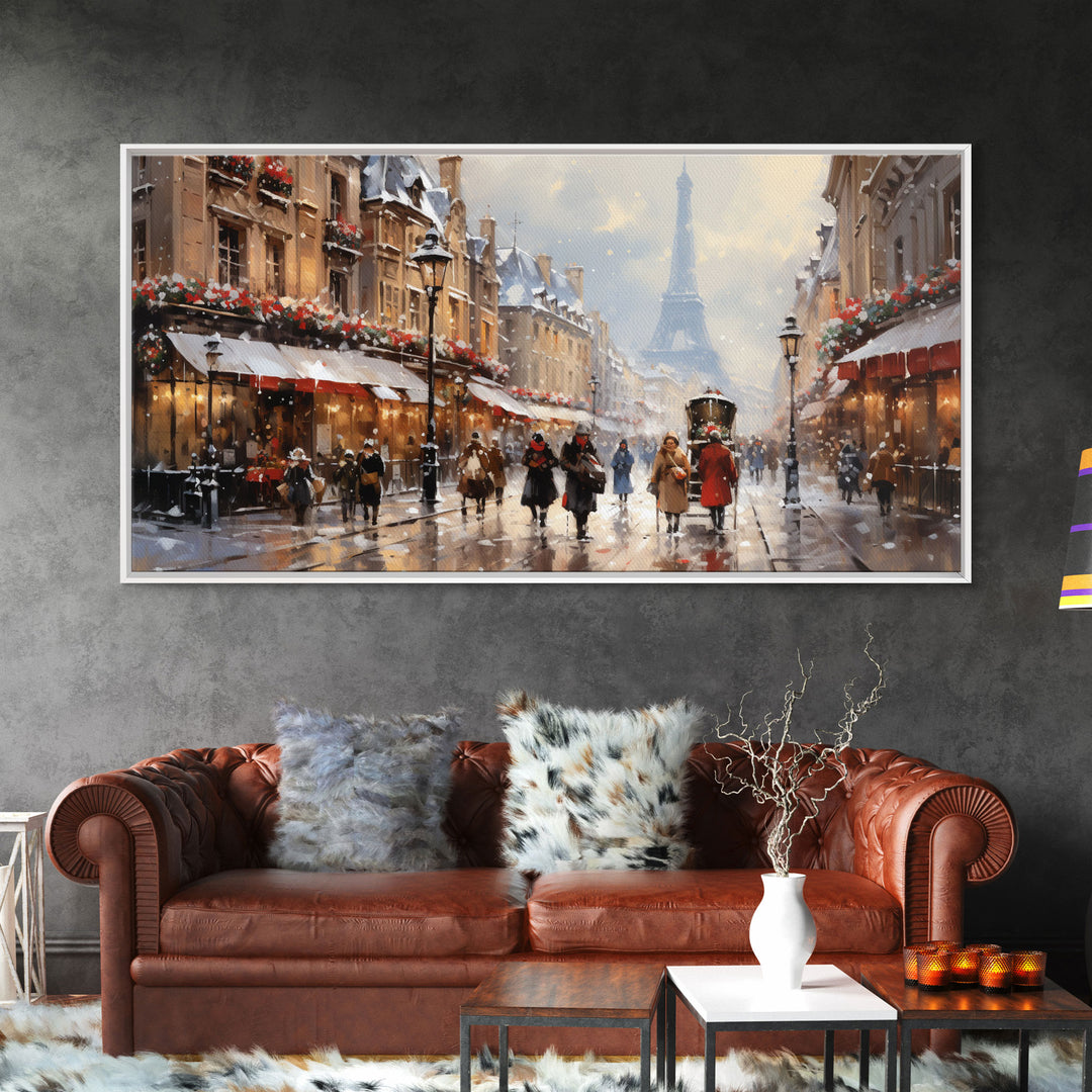 Winter Wonderland - Paris In The  Snow at Christmas Time - Framed Canvas Print - Christmas Decor