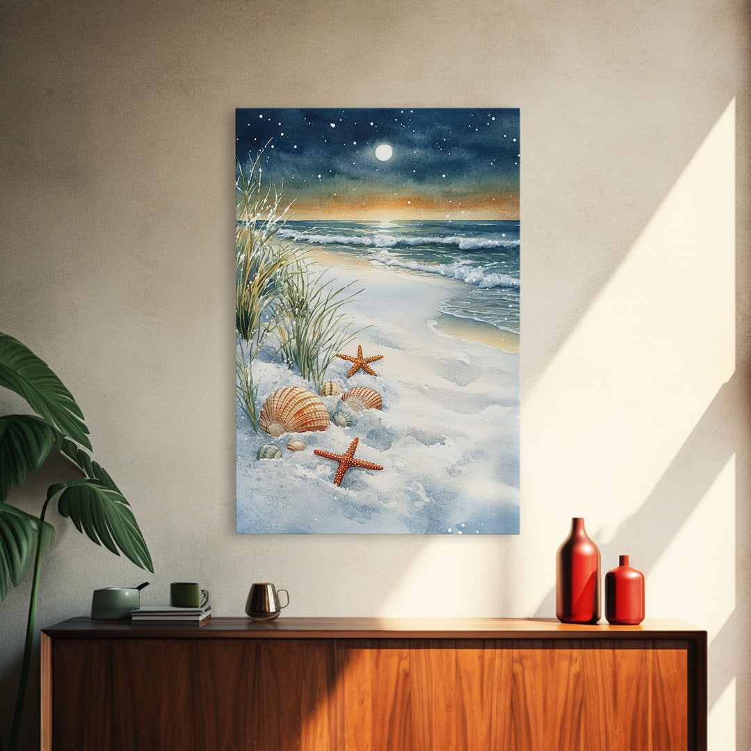 Canvas Print Of Christmas On The Beach, Trendy Christmas Art, Winter Art, Winter Art Print, Wood Framed Art