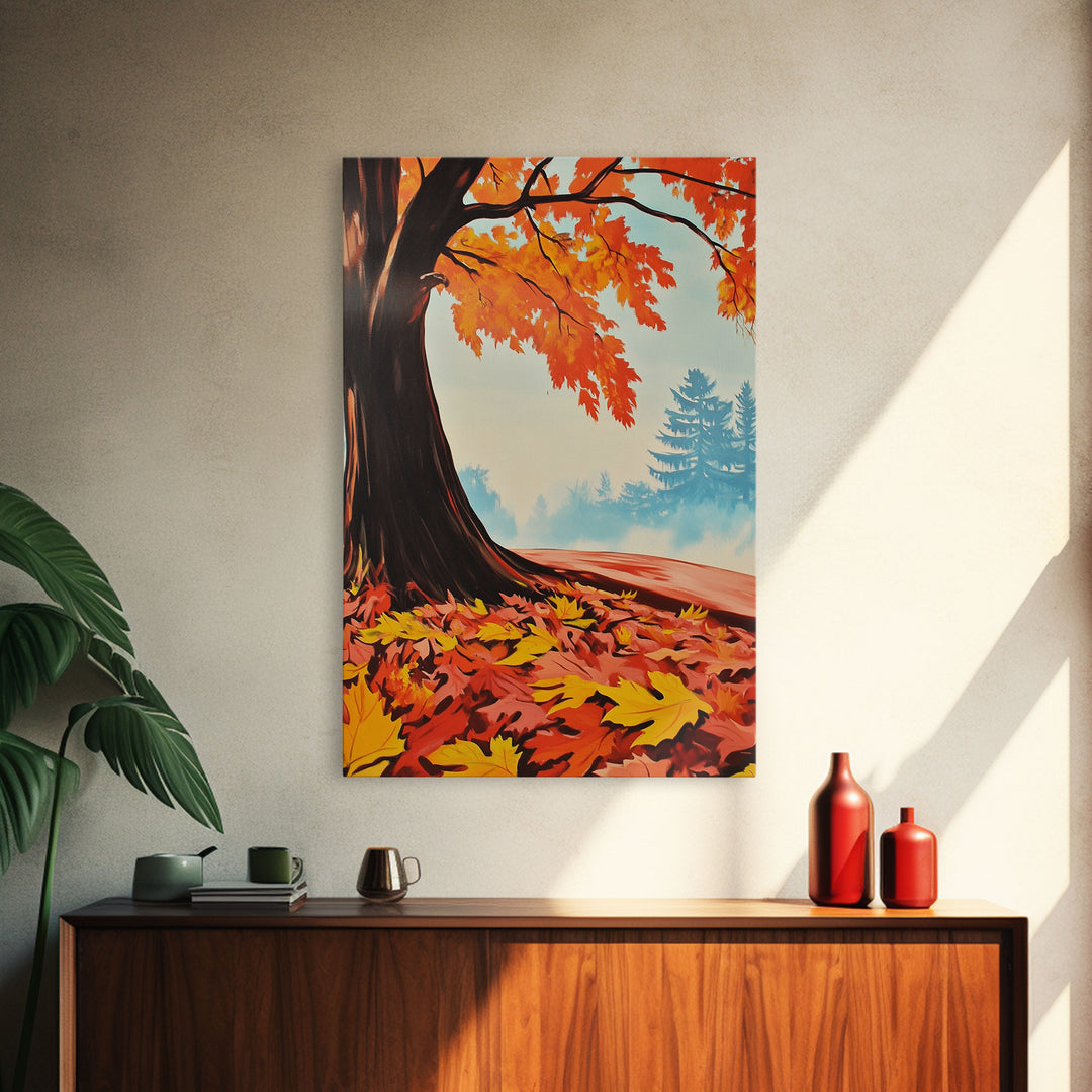 Framed Canvas Print of Vibrant Autumn Tree and Leaves, Seasonal Wall Art, Fall Decor, Gift Idea, Modern Farmhouse, Autumn Landscape Art