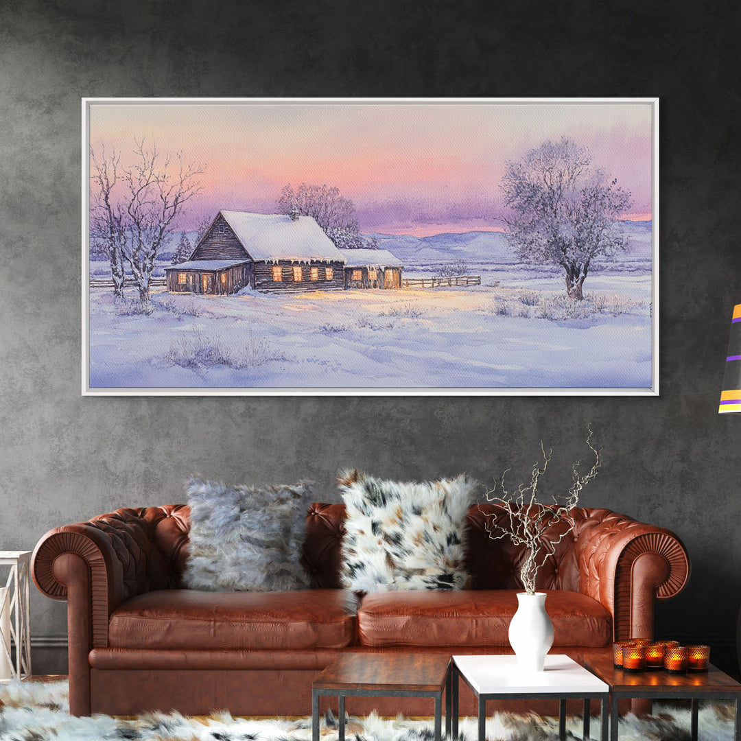 winter landscape art, canvas print, Christmas wall art, Christmas home decor, extra large Christmas decor, Christmas prints