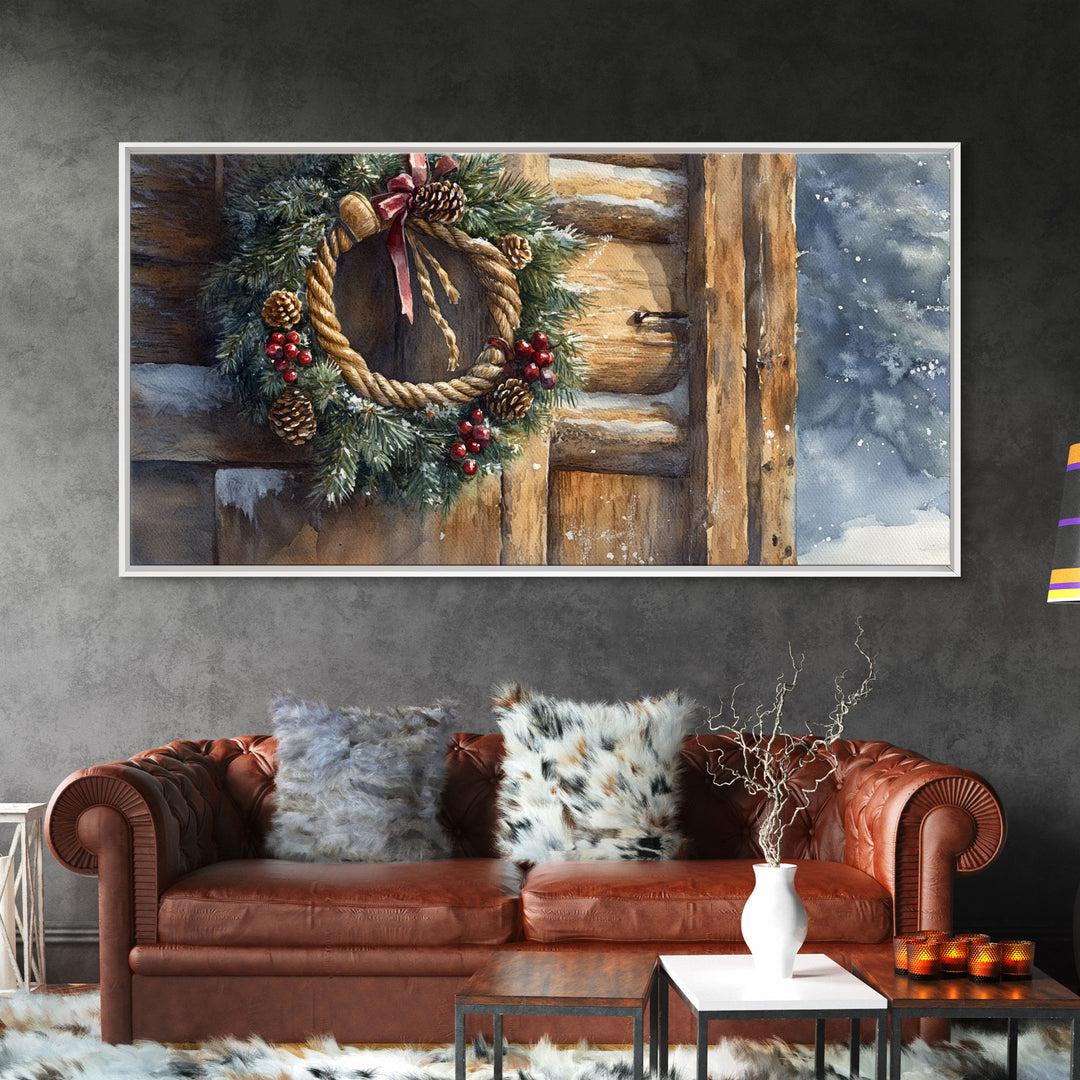 Christmas door decor, rustic Christmas decor, canvas print, Christmas decor wood, Christmas wall decor, holiday wall art