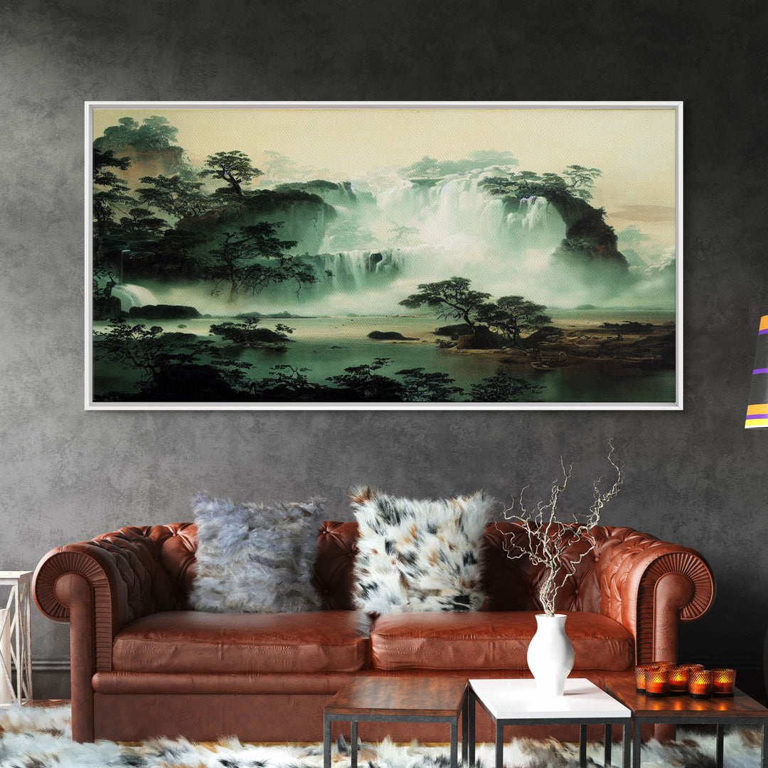 Hidden Oasis, Secret Waterfall, Framed Ready To Hang Canvas Print, beautiful wall art, guest room decor