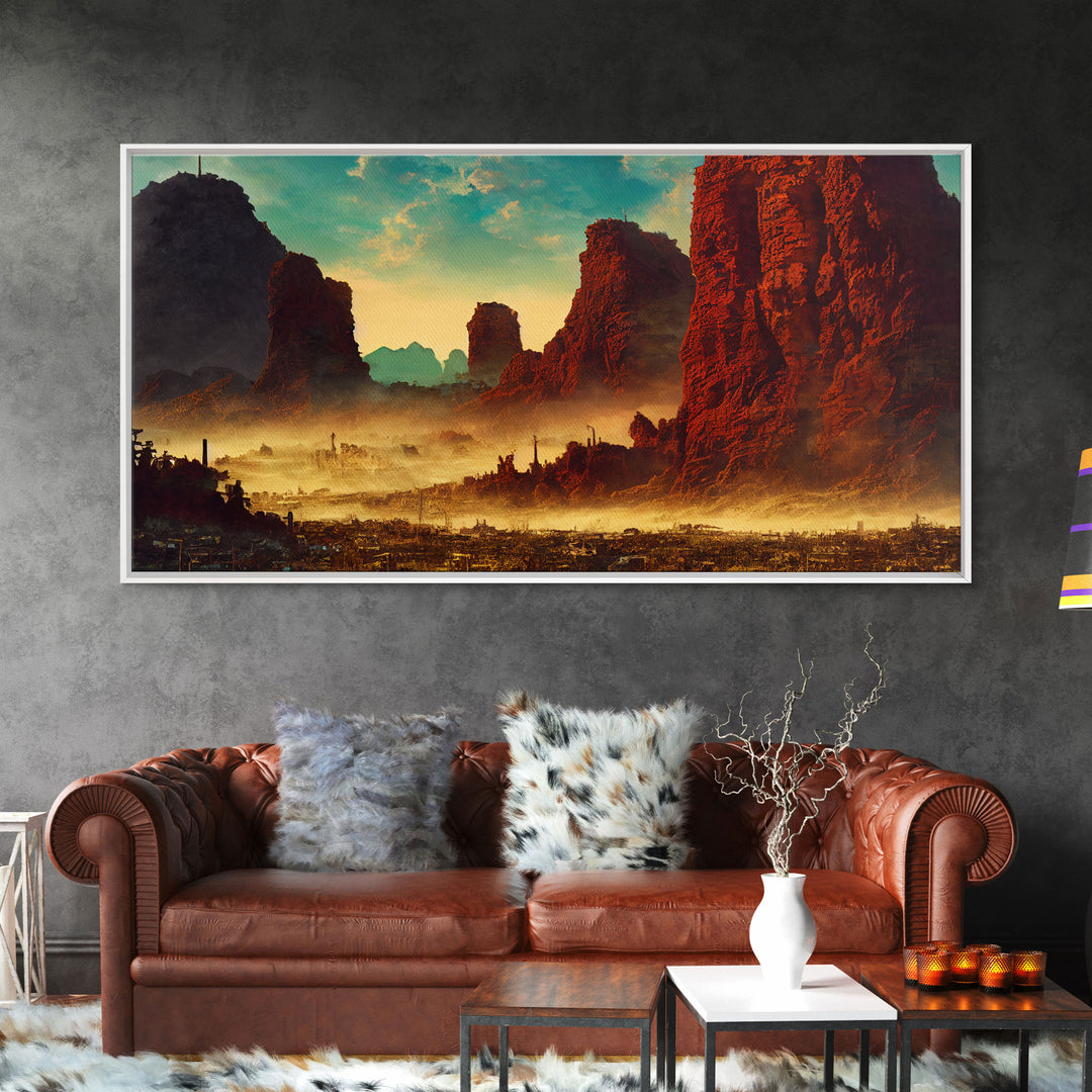 Post Apocalyptic Desert Hellscape, ready to hang canvas print wall art, framed canvas wall art, mancave wall art