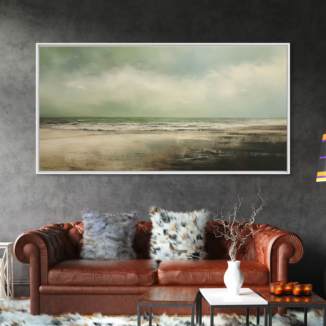 Landscape Oil Painting Canvas Print Wall Art, Nature Framed Large Gallery Art, Minimalist Art, Ready To Hang, Moody and Drab Art