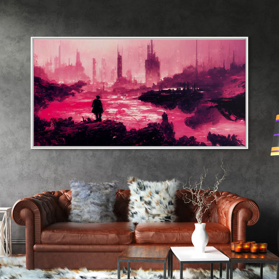 Surreal Dystopian Cyberpunk Art, ready to hang canvas print, framed art