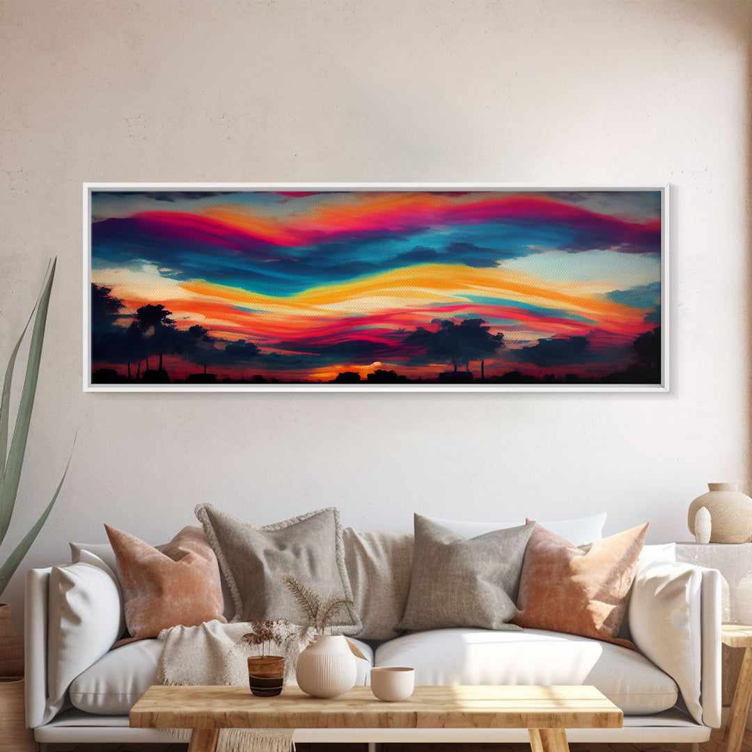 Original Impressionist Seaside Sunset Canvas Print Oil Painting On Canvas, Modern Seascape Room Wall Art Abstract Ocean & Sunshine Home Deco